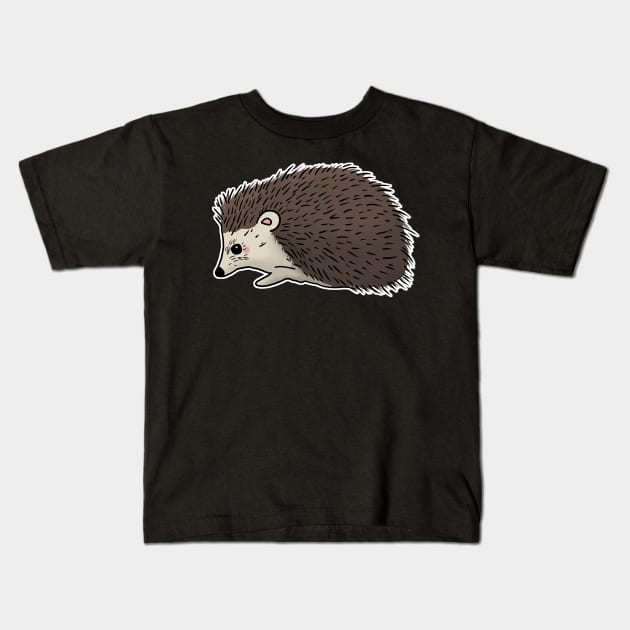 Cute hedgehog hand drawn walking to the left Kids T-Shirt by Mesyo